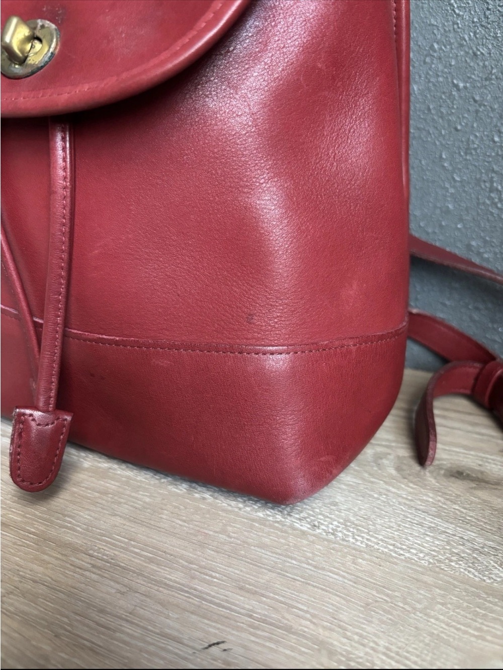 Vintage Coach 90s 9791 Red Leather Daypack Backpack - Picture 8 of 15